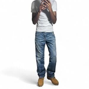 Vintage Y2K Big Star Faded Distressed Whisker Bootcut Jeans